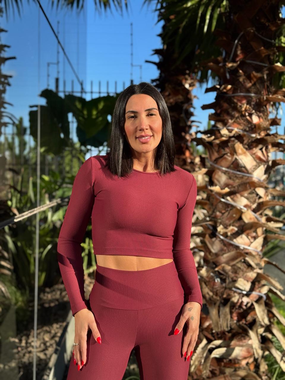 CROPPED FIORELLA CANELADO BORDO