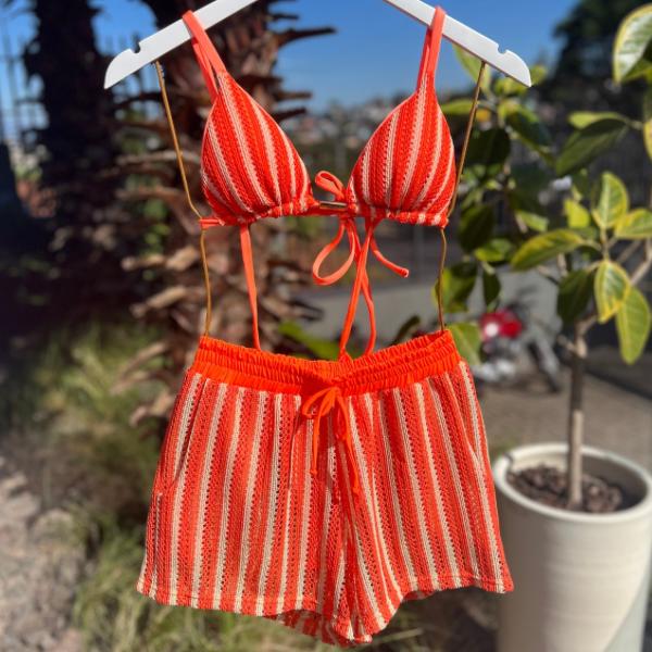 SHORTS TRICOT BALI LARANJA/NUDE