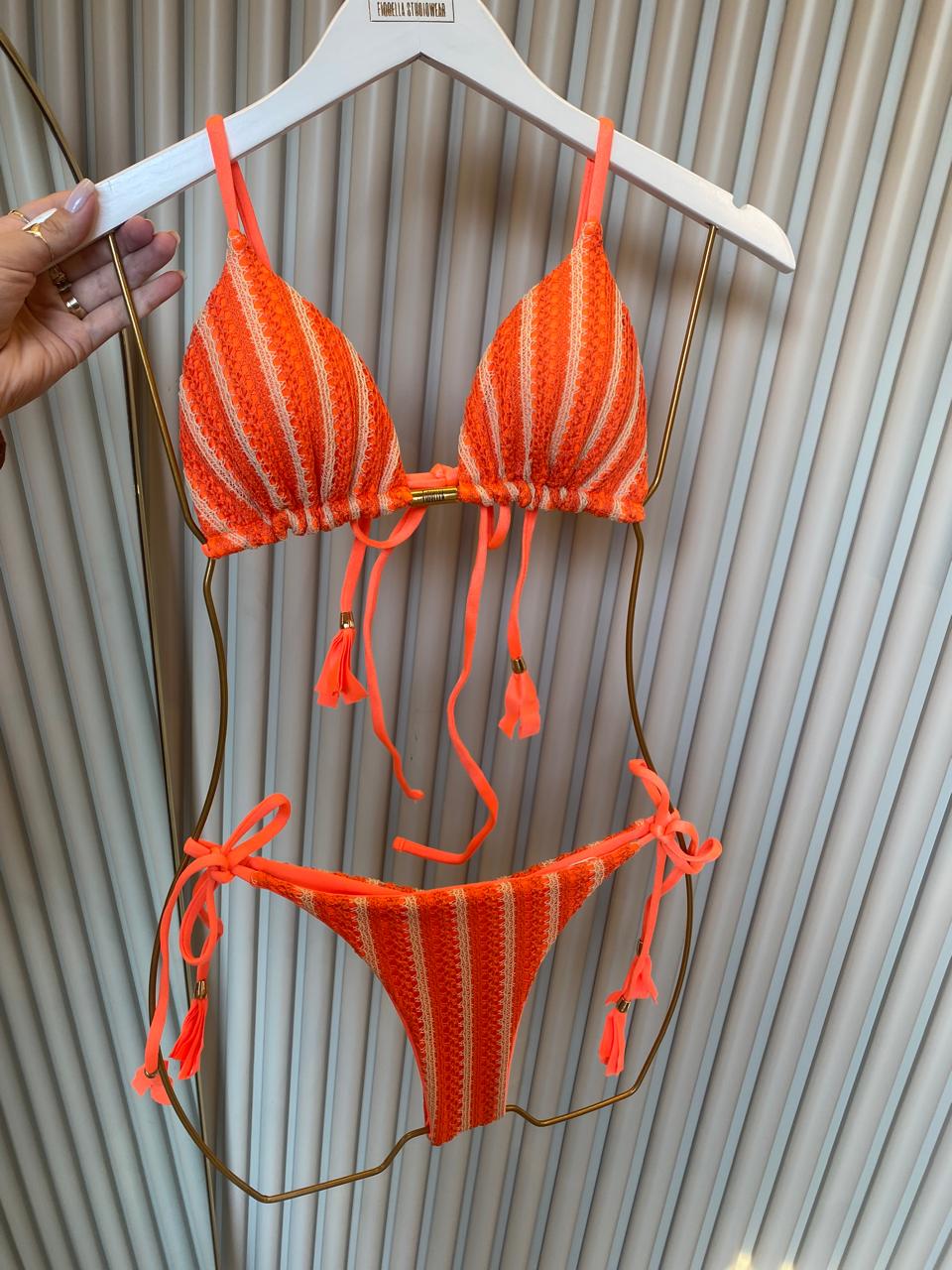 BIQUÍNI ELLOAH TRICOT BALI LARANJA / NUDE