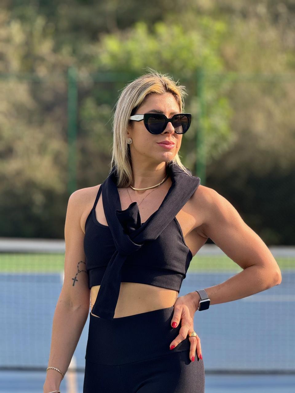 TOP DONATELLA CANELADO PRETO