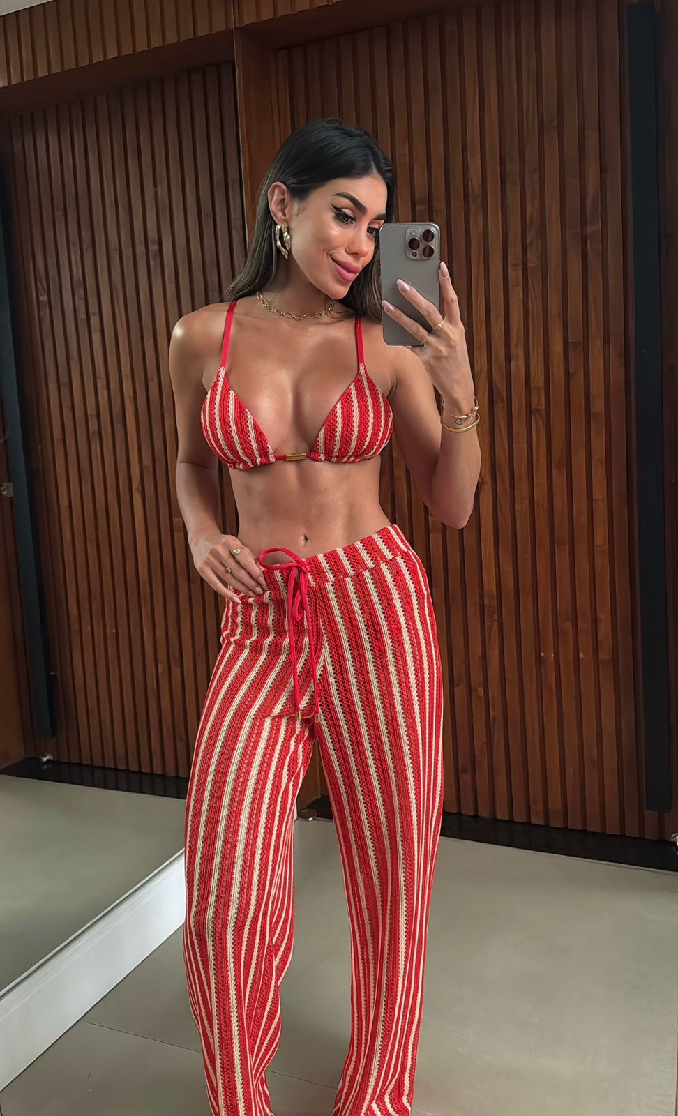 BIQUÍNI ELLOAH TRICOT BALI VERMELHO / NUDE