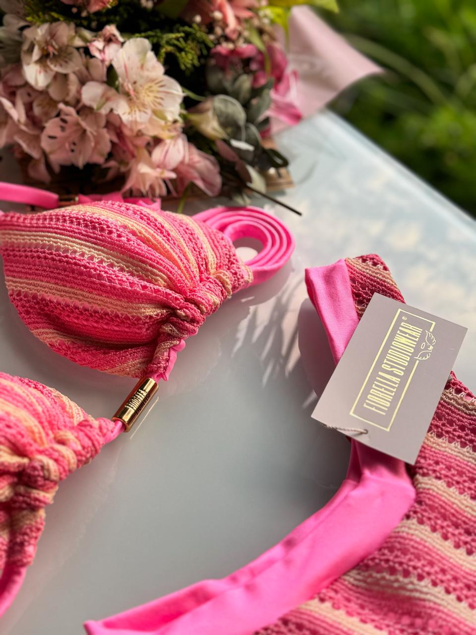 BIQUÍNI GENOVA TRICOT BALI ROSA TUTTI FRUTTI/NUDE