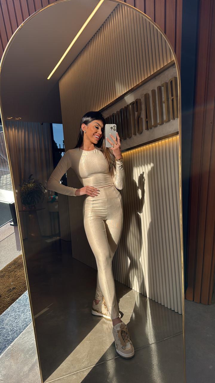 LEGGING VIRGÍNIA MONTARIA MICROCANELADO OFF WHITE