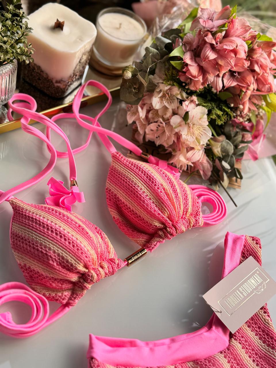 BIQUÍNI GENOVA TRICOT BALI ROSA TUTTI FRUTTI/NUDE