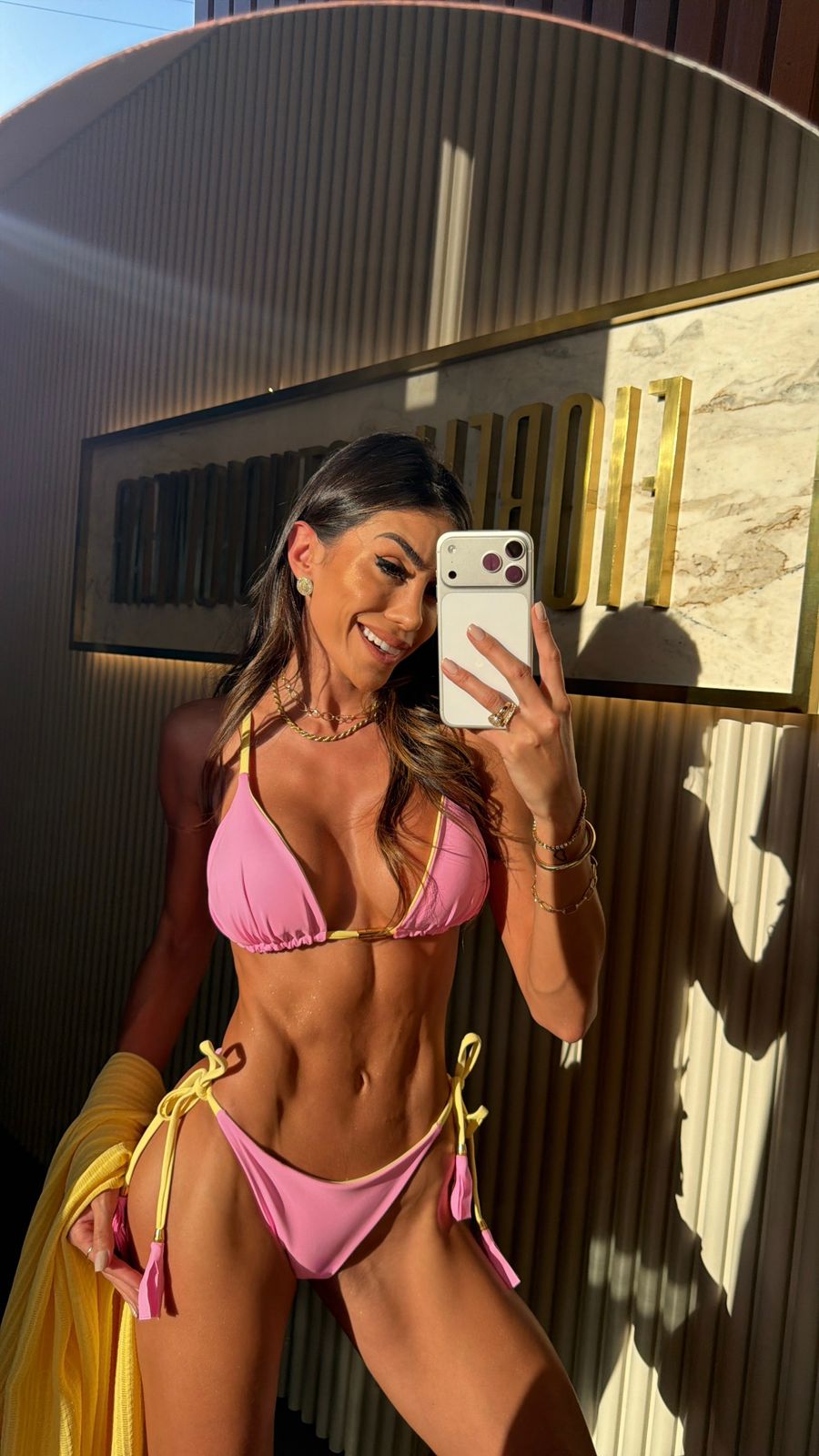BIQUÍNI ELLOAH POLIAMIDA ROSA CANDY/ AMARELO MANTEIGA