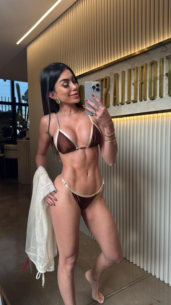 BIQUÍNI ANITTA GLOW MARROM / DOURADO