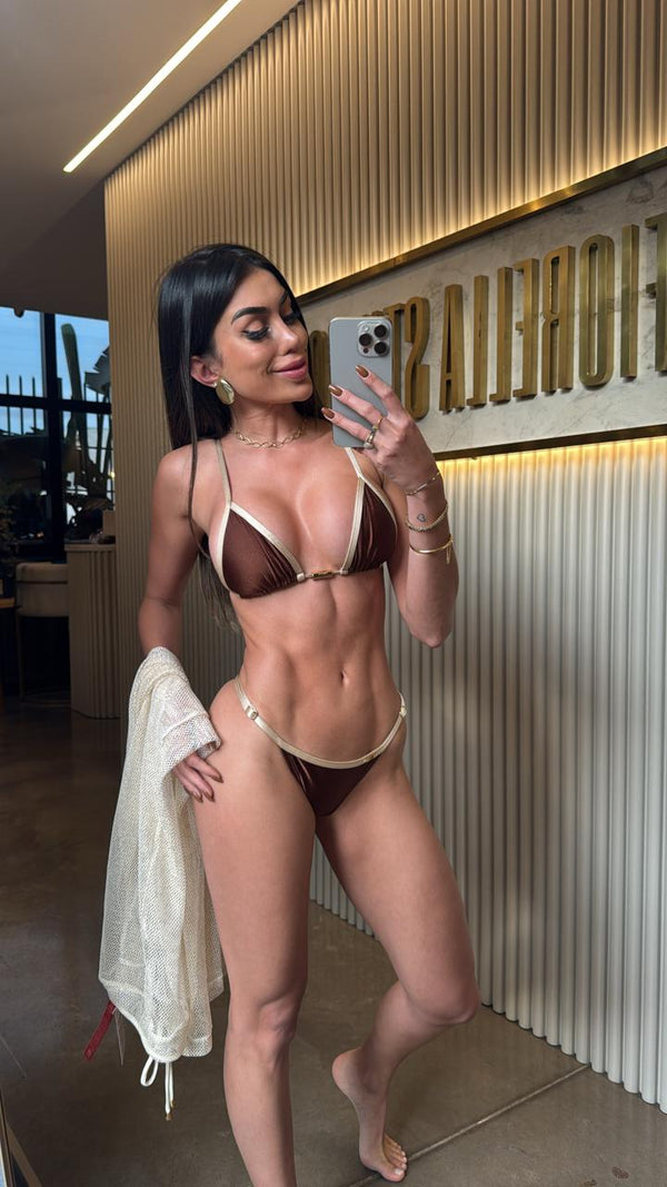 BIQUÍNI ANITTA GLOW MARROM / DOURADO