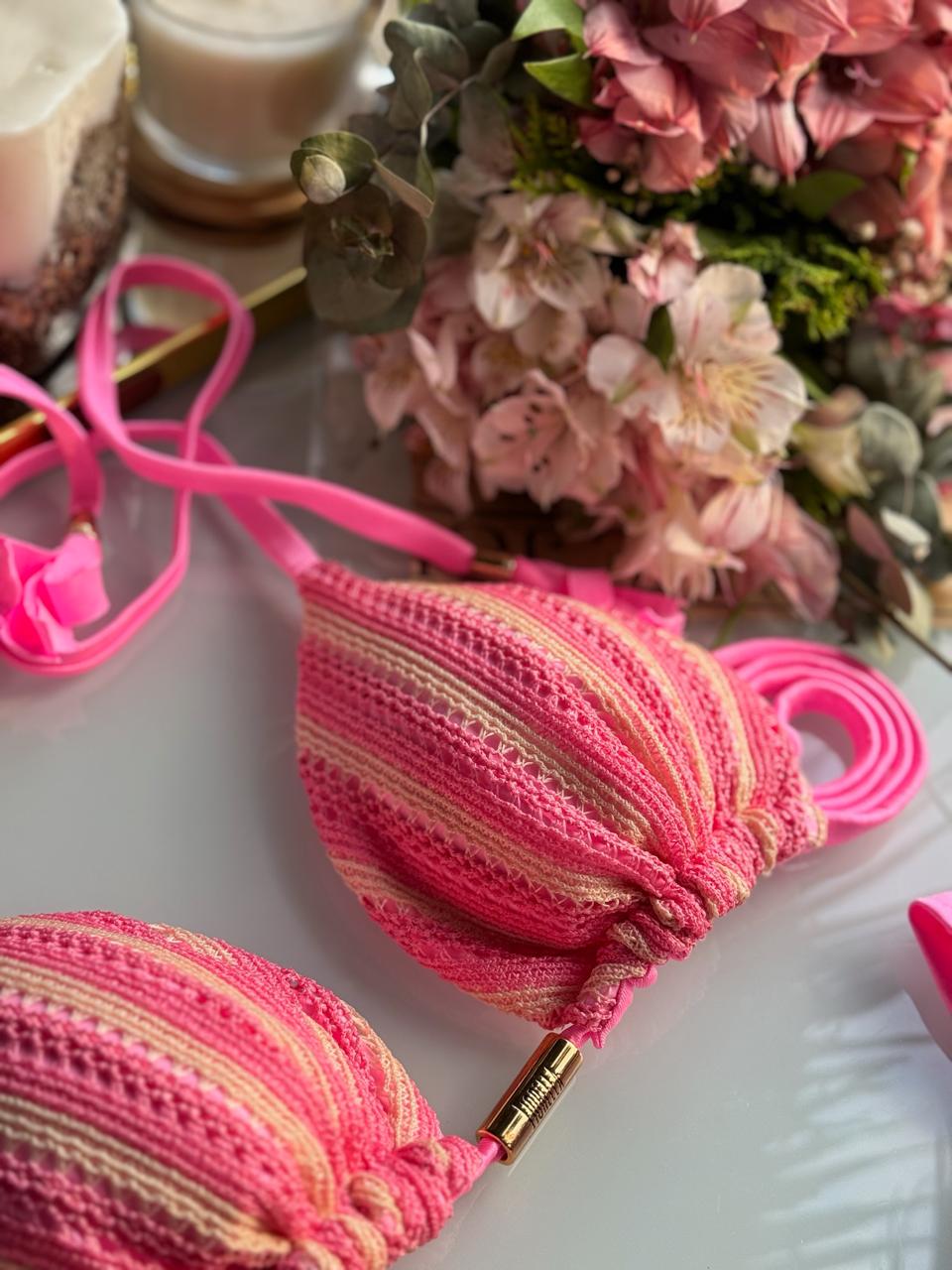 BIQUÍNI GENOVA TRICOT BALI ROSA TUTTI FRUTTI/NUDE