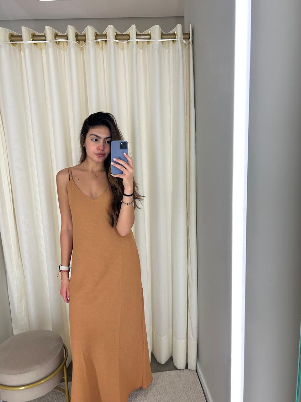 VESTIDO SANTORINI LONGO COBRE