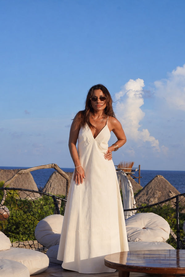 VESTIDO LINHO LUNA OFF WHITE