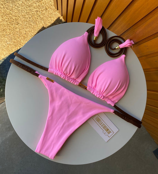 BIQUÍNI ELLOAH ROSA CANDY/ MARROM
