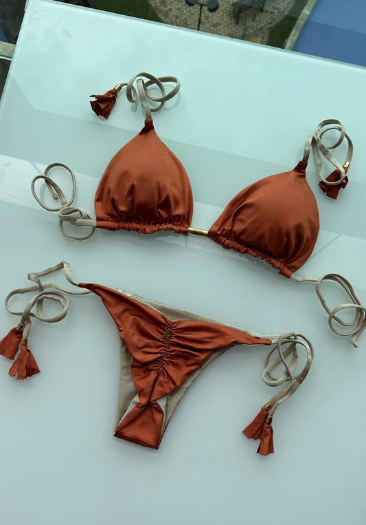 BIQUÍNI ELLOAH GLOW COBRE / DOURADO