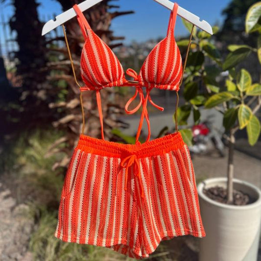 SHORTS TRICOT BALI LARANJA/NUDE