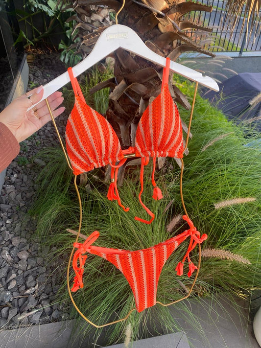 BIQUÍNI ELLOAH TRICOT BALI LARANJA / NUDE