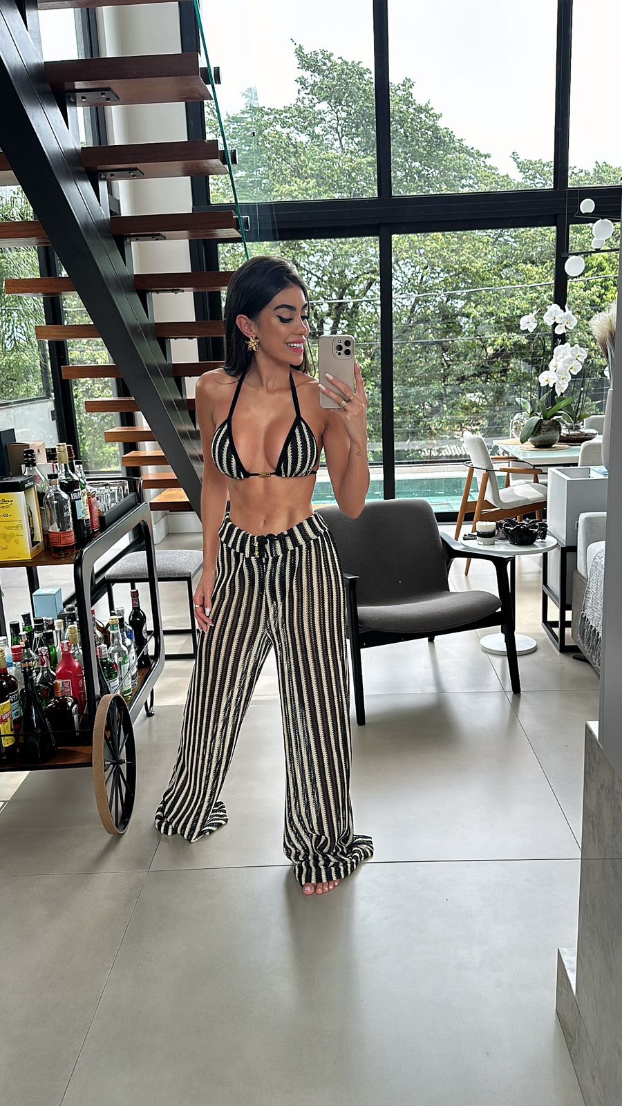 CALÇA TRICOT BALI PRETO/NUDE