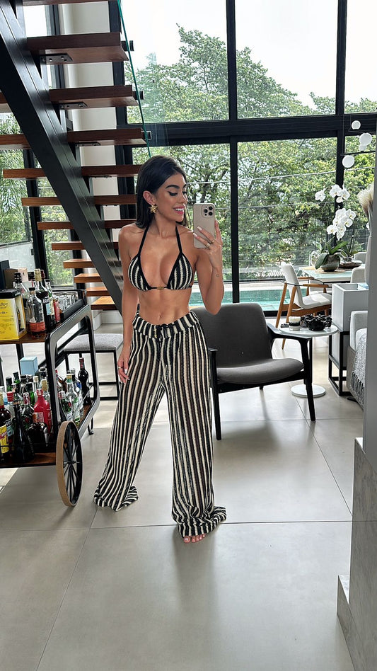 CALÇA TRICOT BALI PRETO/NUDE