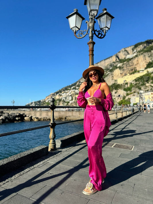 CALÇA SEDA ITALY FUCSIA