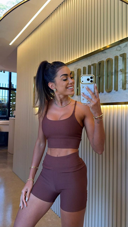 TOP MARIA ALICE CANELADO MARROM