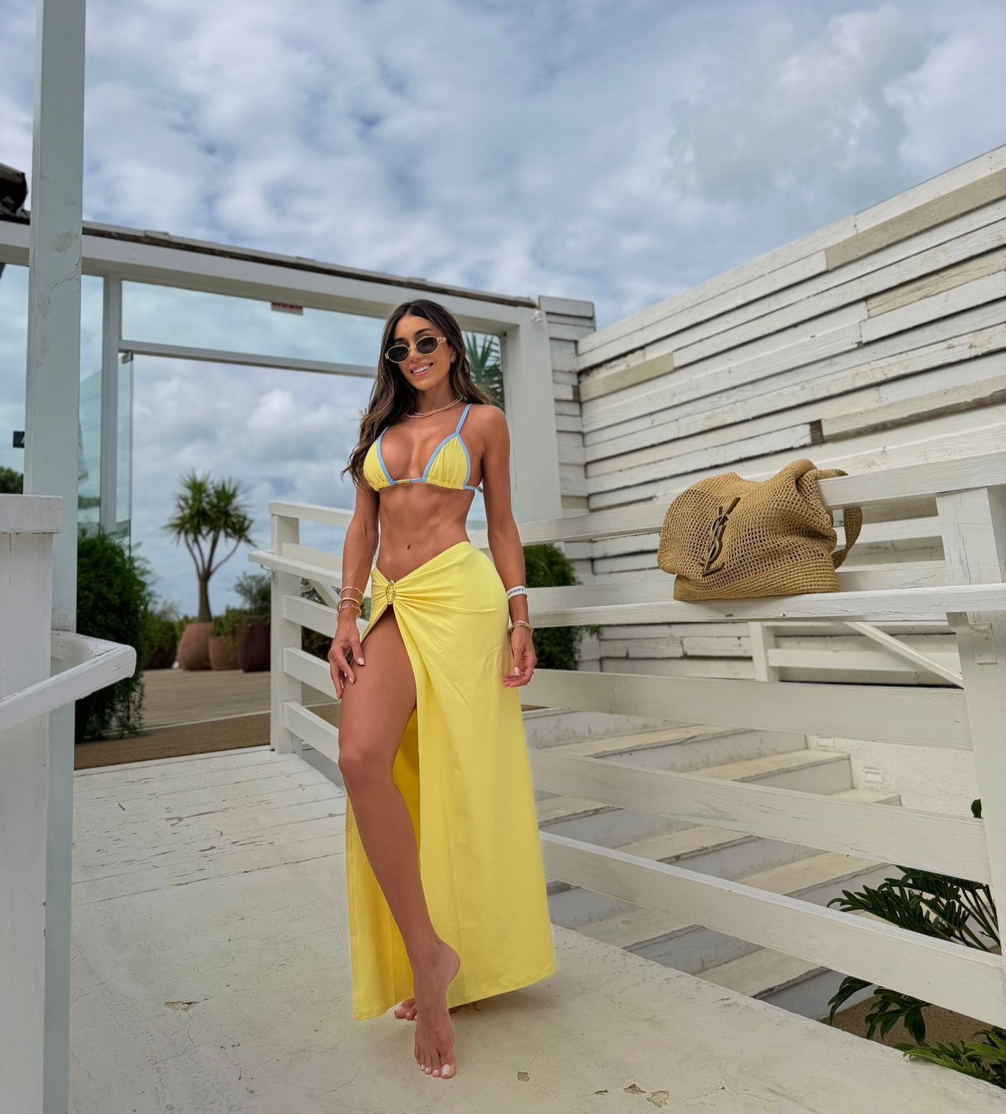 BIQUÍNI ANITTA POLIAMIDA AMARELO MANTEIGA/ AZUL CANDY