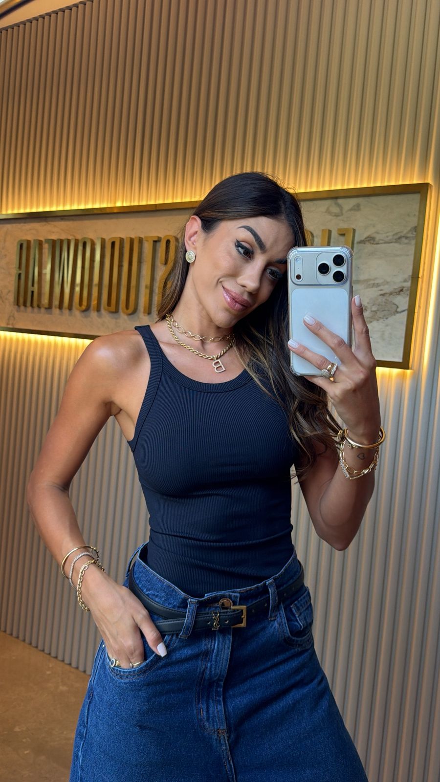 REGATA FIORELLA LONGA CANELADA PRETA