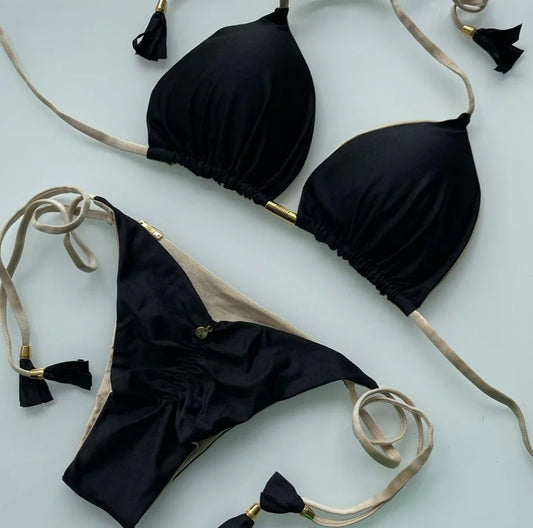 BIQUÍNI ELLOAH GLOW PRETO / DOURADO