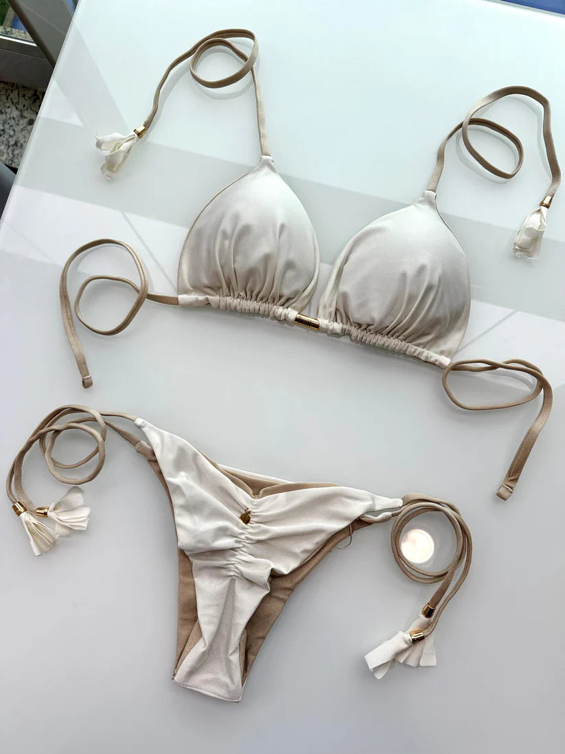 BIQUÍNI ELLOAH GLOW OFF WHITE/DOURADO