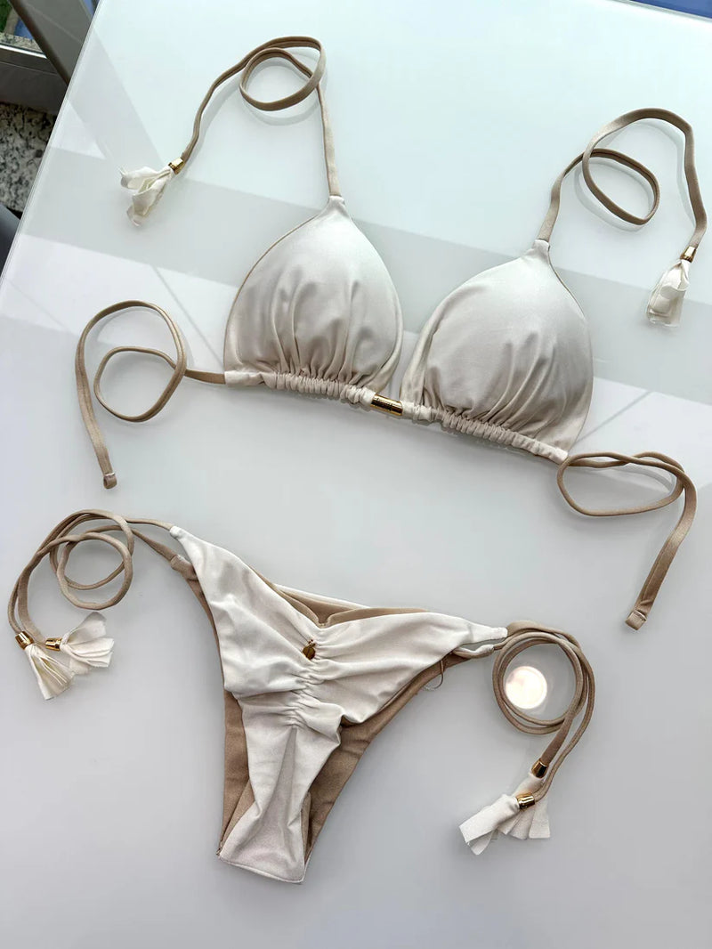 BIQUÍNI ELLOAH GLOW OFF WHITE / DOURADO