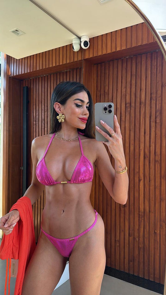 BIQUÍNI ANITTA ATRANI METALIZADO ROSA / LARANJA
