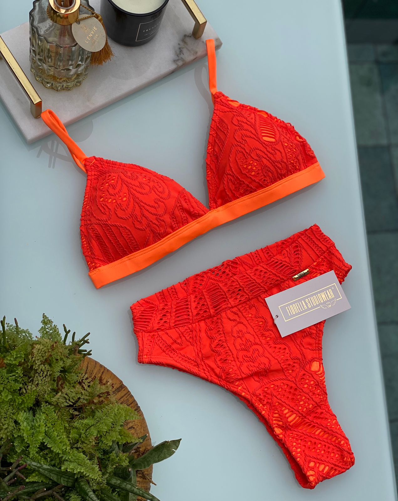 BIQUÍNI SANTIN RENDA LARANJA NEON