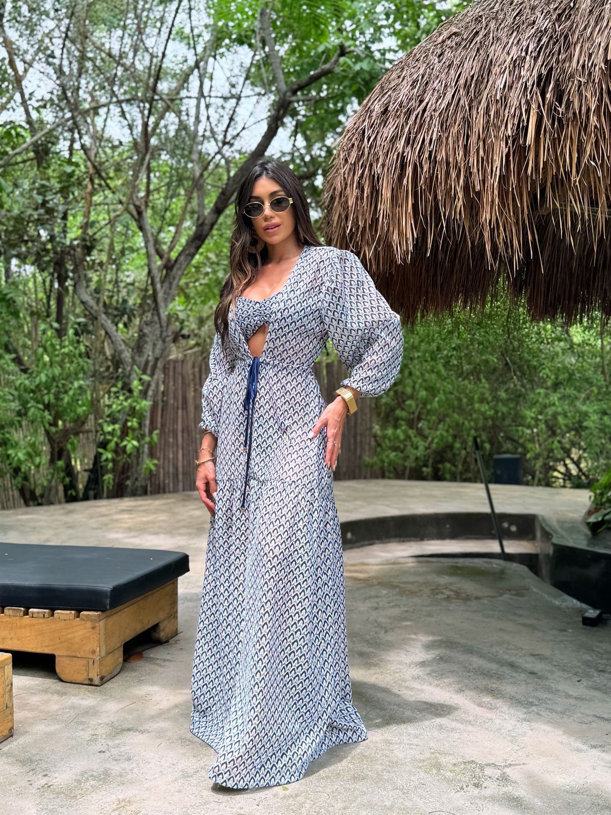 SAÍDA DE PRAIA CHARLOTTE TRICOT CARTAGENA AZUL MARINHO