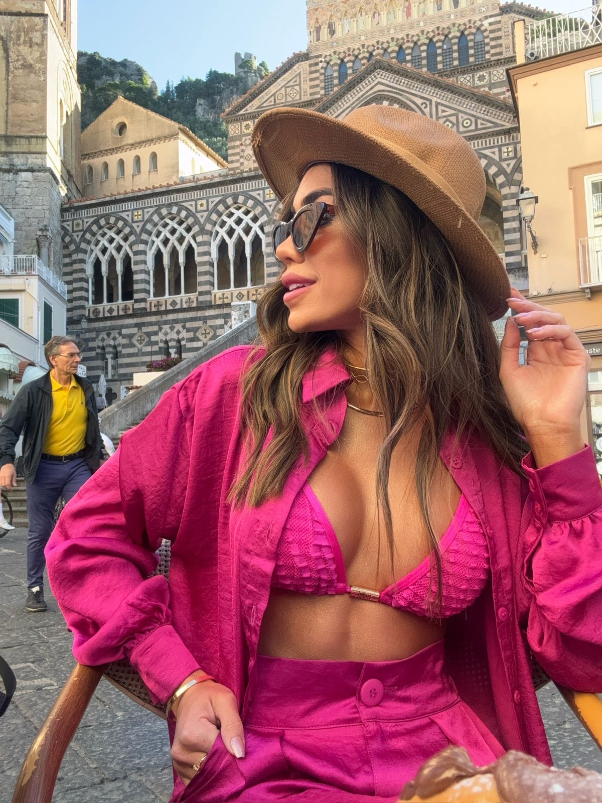 CAMISA SEDA ITALY FUCSIA