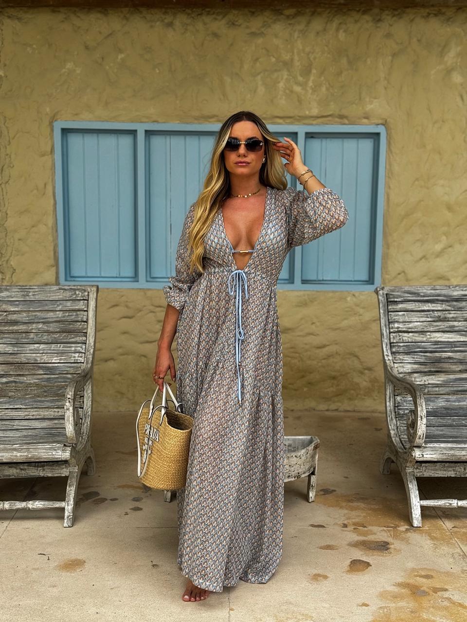 SAÍDA DE PRAIA CHARLOTTE TRICOT CARTAGENA AZUL CANDY