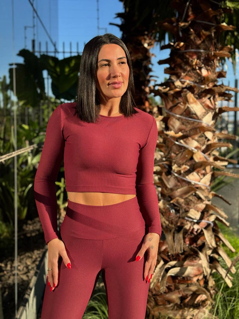 CROPPED FIORELLA CANELADO BORDÔ