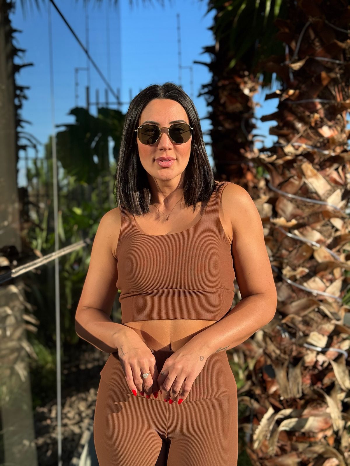 TOP MARIA FLOR CANELADO CHOCOLATE II