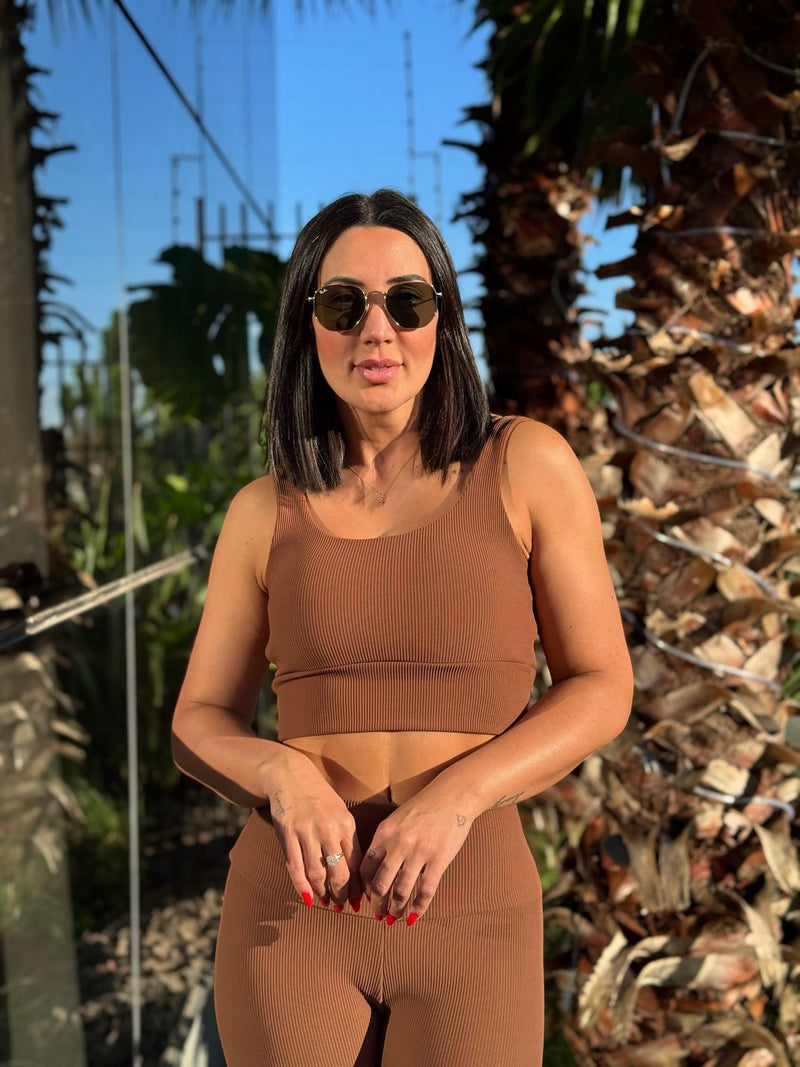 TOP MARIA FLOR CANELADO CHOCOLATE II