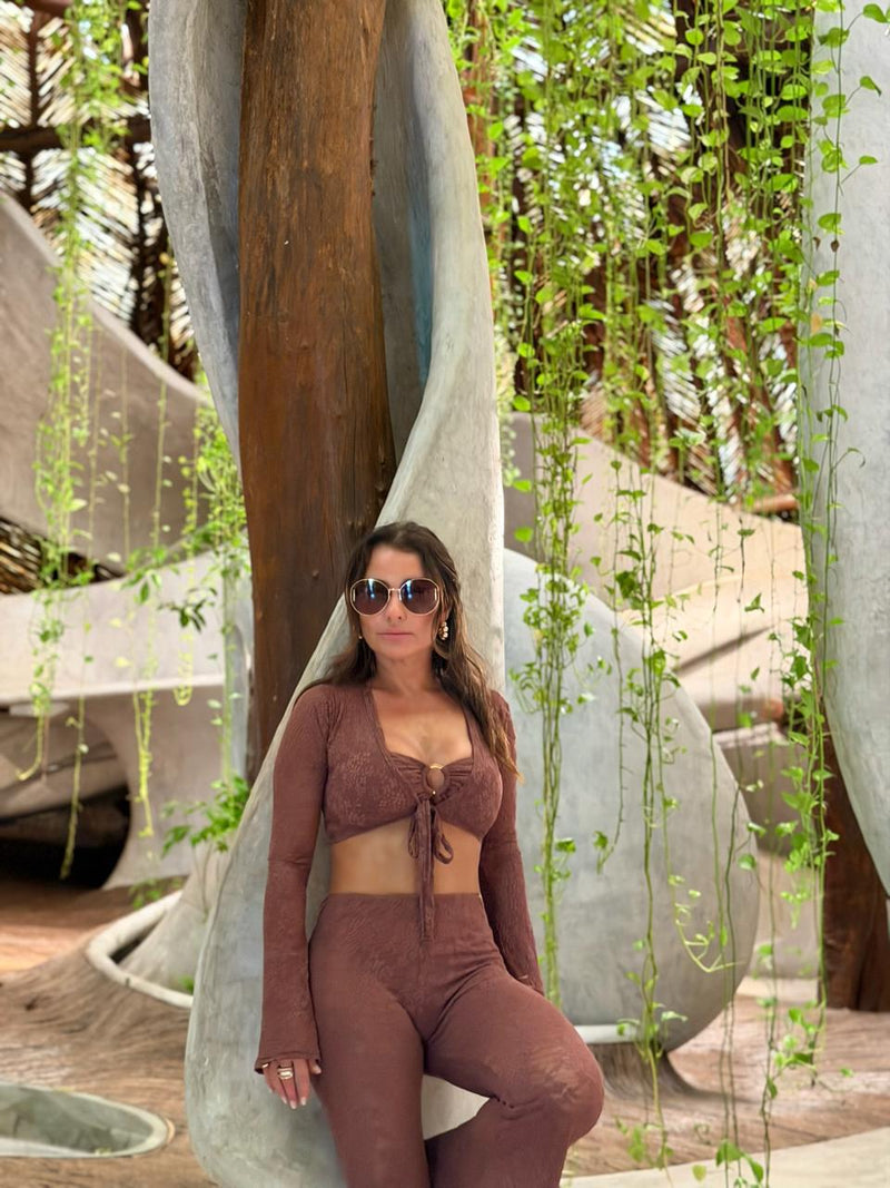 CROPPED AZULIK RENDA MARROM