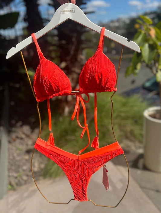 BIQUÍNI GENOVA RENDA LARANJA NEON
