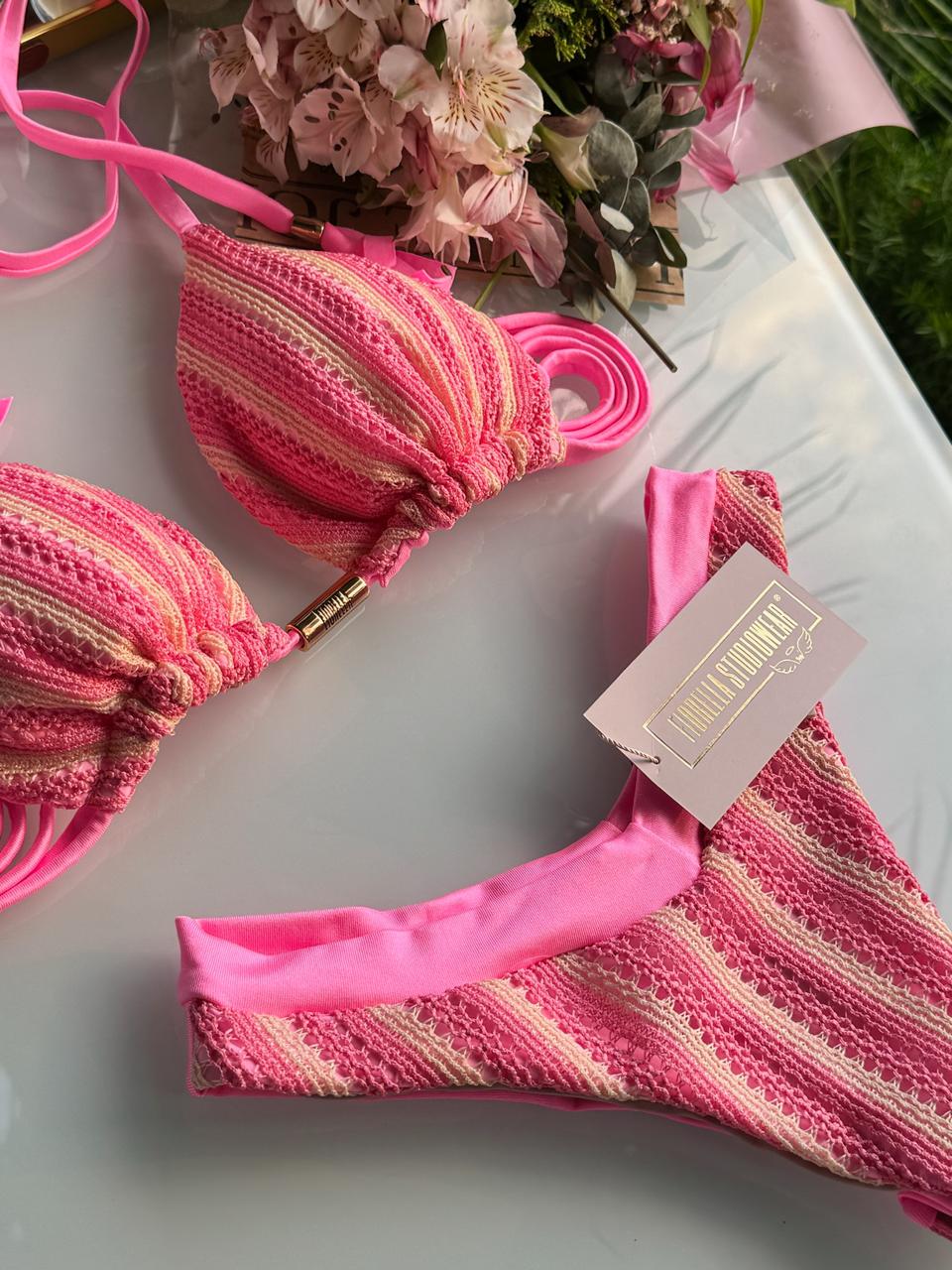 BIQUÍNI GENOVA TRICOT BALI ROSA TUTTI FRUTTI/NUDE