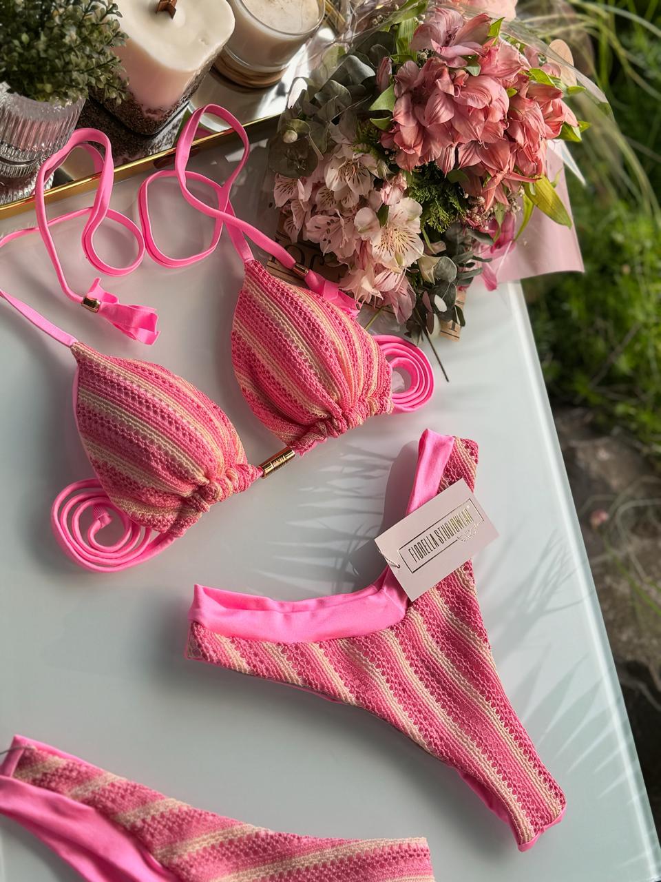 BIQUÍNI GENOVA TRICOT BALI ROSA TUTTI FRUTTI/NUDE